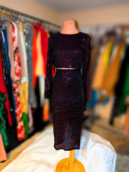 Taylor 2pc Sequin Crop Top and Skirt Set