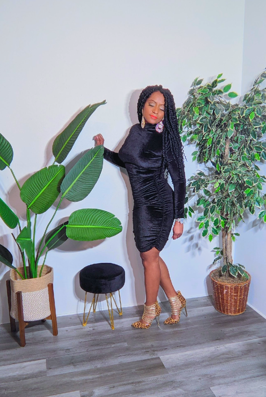 Crush Velvet Side Scrunch Dress