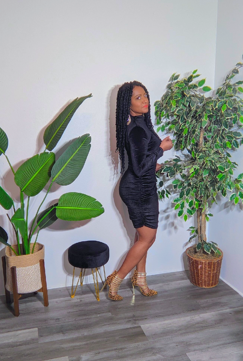 Crush Velvet Side Scrunch Dress