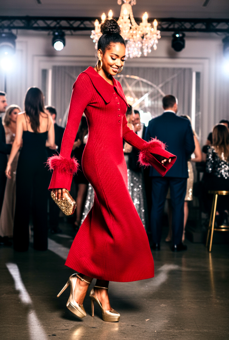 Ribbed Me Sweater Dress Burgundy