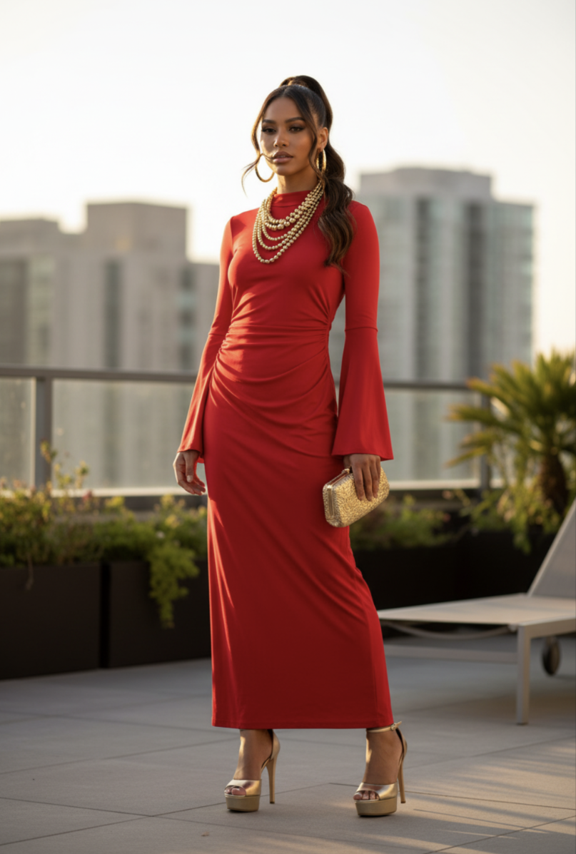 Flare Arm Dress Cocktail