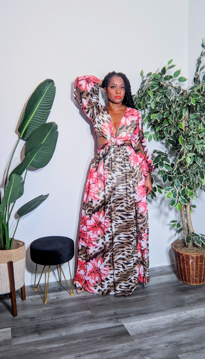 Floral Open Side Maxi