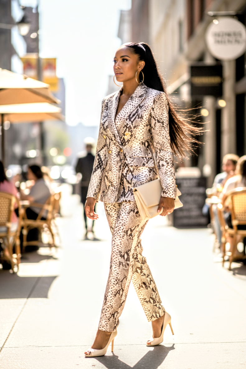 Snake Skin Print Double Breast 2pc Suit