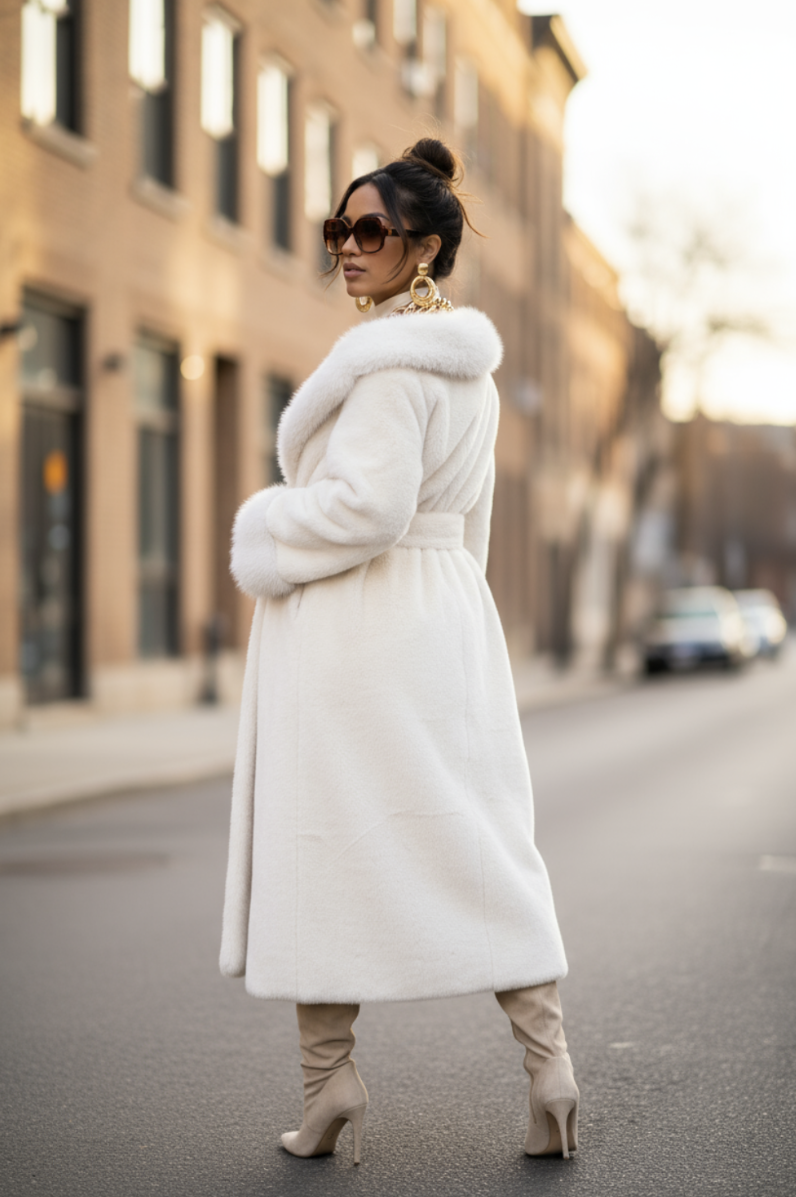 Fur Coat White One Size Fit S-XL
