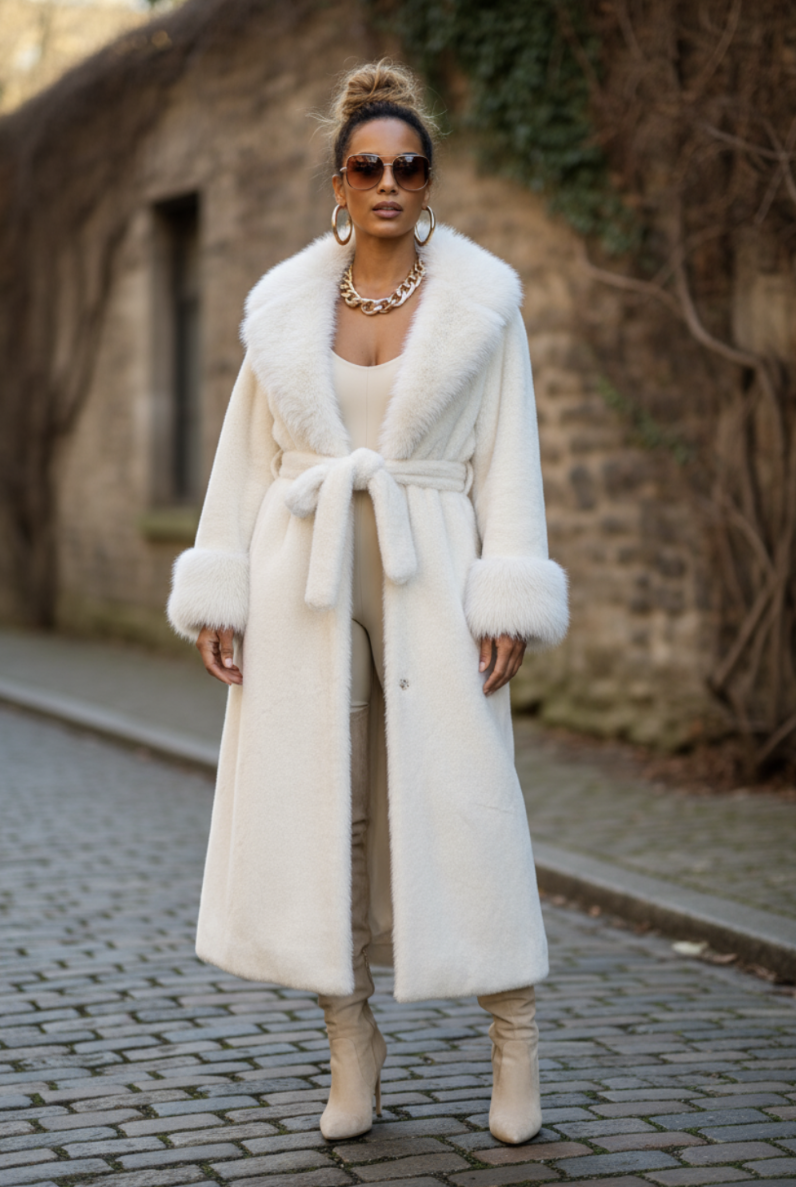 Fur Coat White One Size Fit S-XL