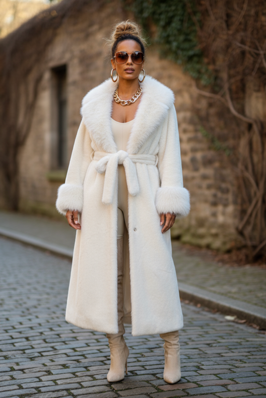 Fur Coat White One Size Fit S-XL