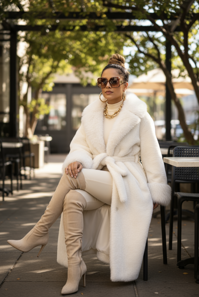 Fur Coat White One Size Fit S-XL