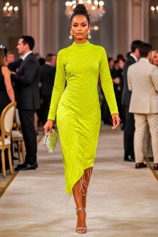 Chartreuse Studded Dress