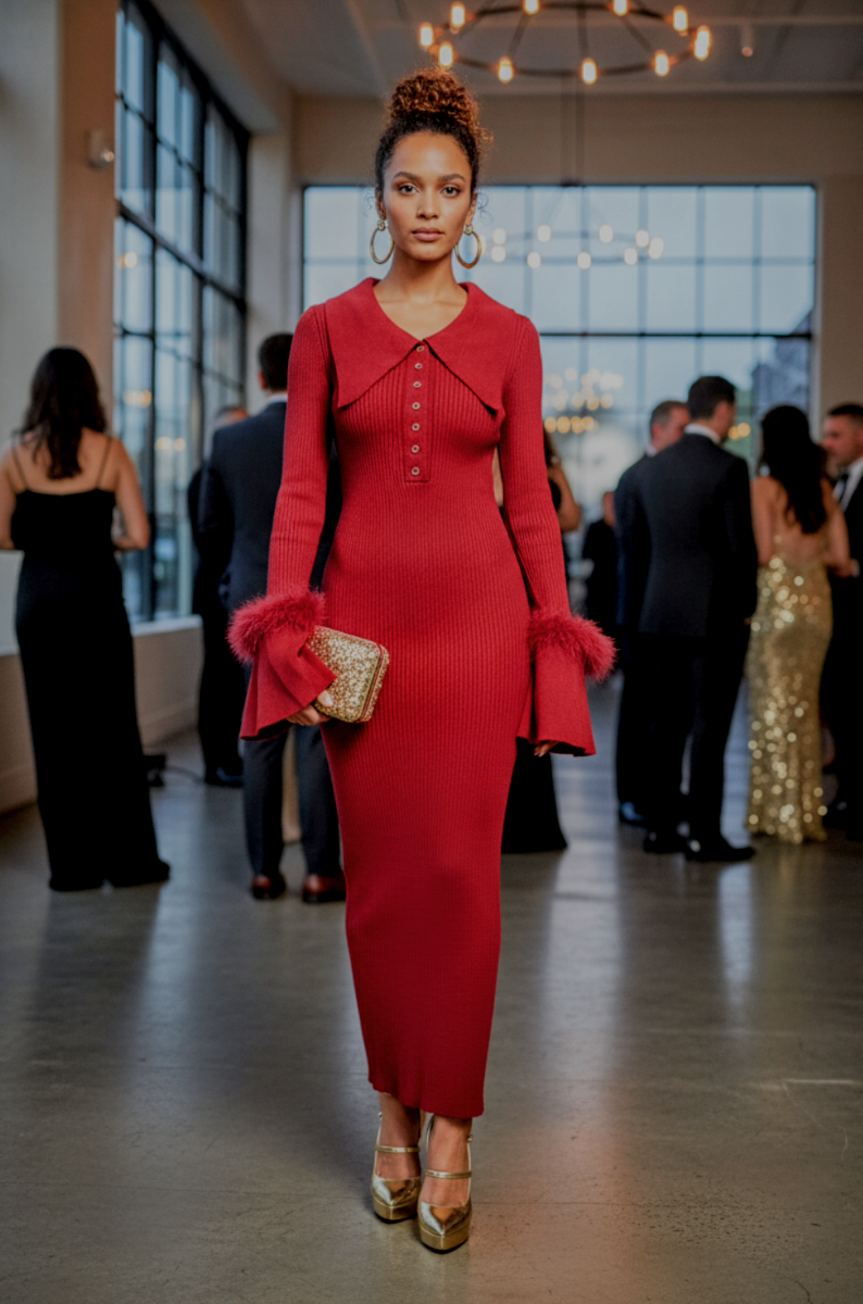 Ribbed Me Sweater Dress Burgundy