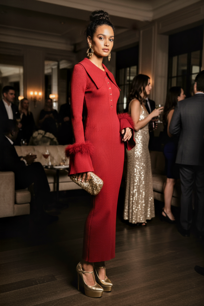 Ribbed Me Sweater Dress Burgundy