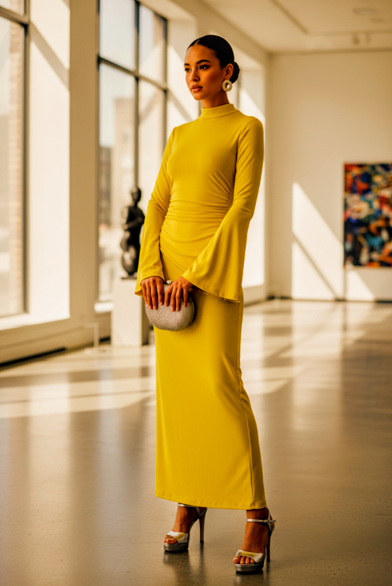 Flare Arm Dress Sunrise