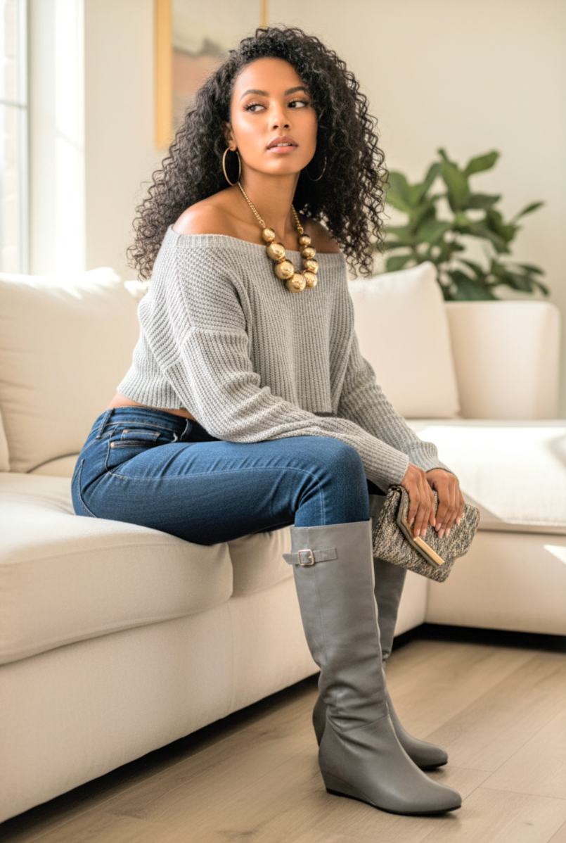 Anna Small Platform Boot Gry