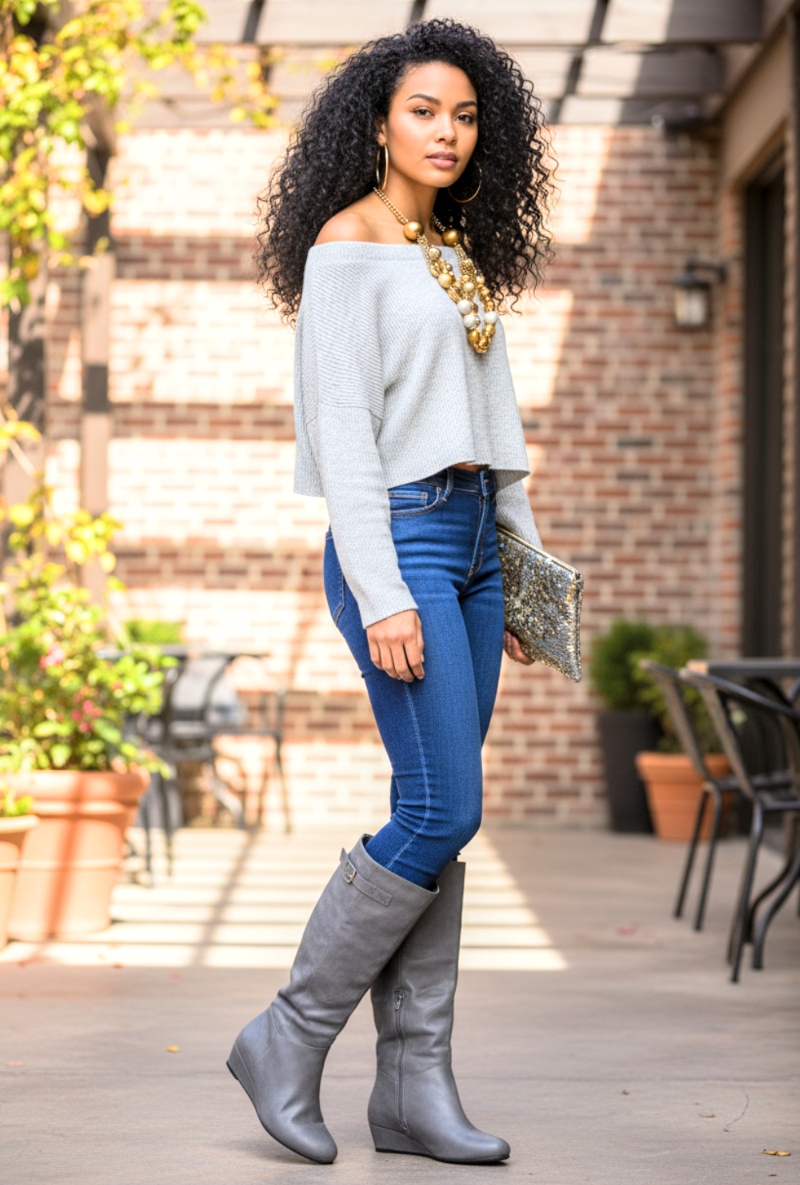 Anna Small Platform Boot Gry