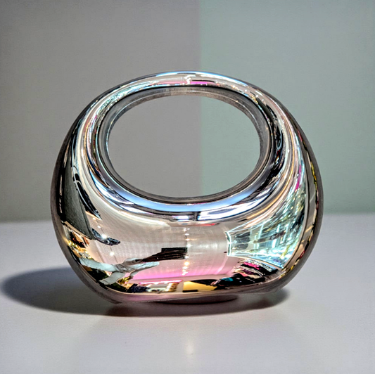 Solid crescent handbag silver