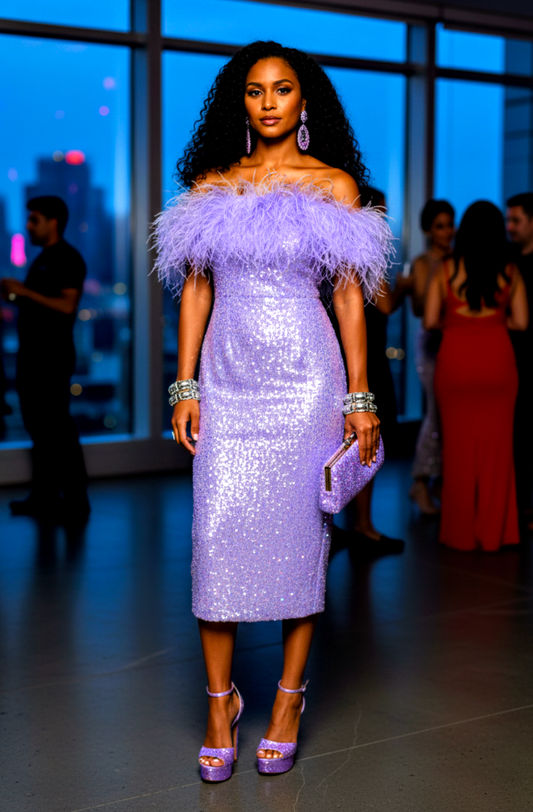 Top Feather Sequin Dress