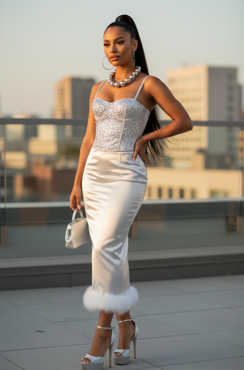 Sequin Silver Bustier