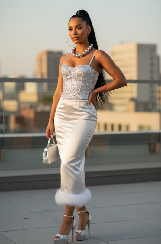 Sequin Silver Bustier