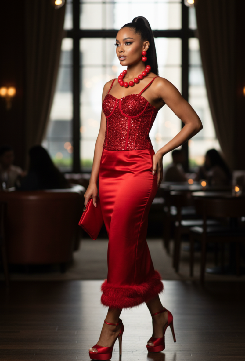 Sequin Red Bustier