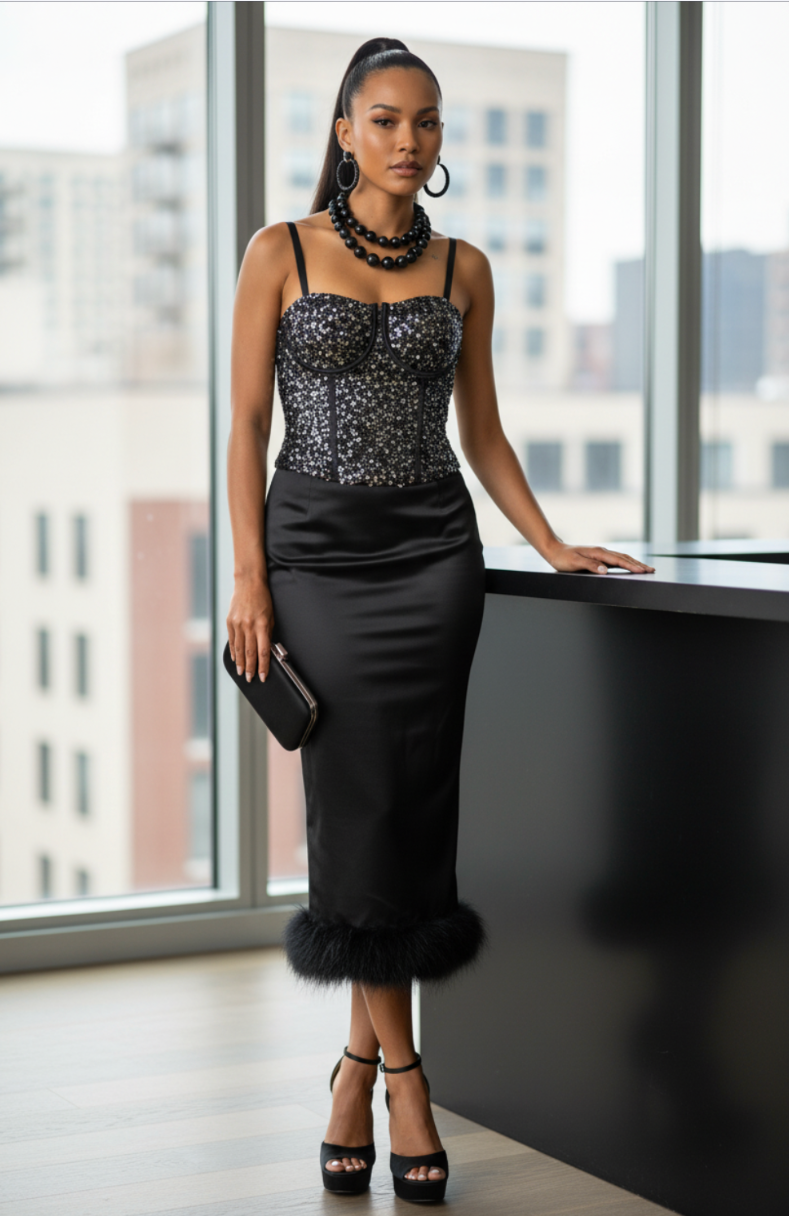 Sequin Black Bustier