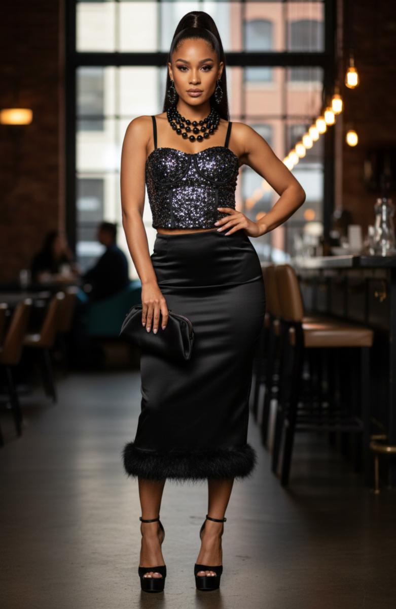 Sequin Black Bustier