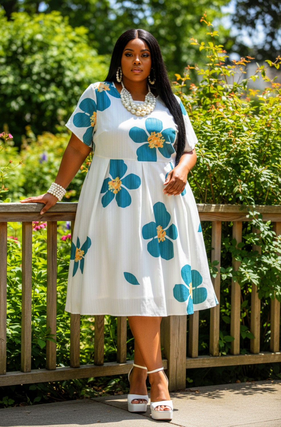 CURVY GIRL Big Flower Garden Dress